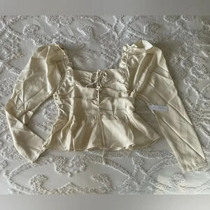 Six/Fifty Keyhole Pastel Yellow Blouse